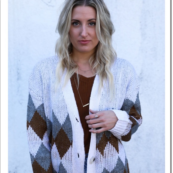 RESTOCK  // BOYFRIEND ARGYLE CARDIGAN - Picture 5 of 5